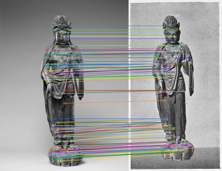 With the help of AI-based methods, current and historical images of art objects can be compared with each other. Image left: Public Domain, The Metropolitan Museum of Art; Image right: German Sales, Heidelberg University Library.