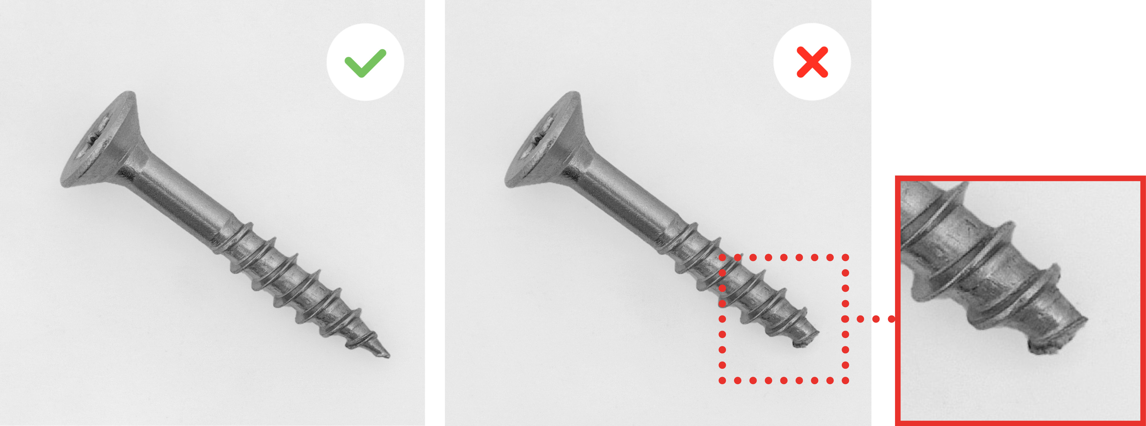 Using AI-based image recognition, defective screws can be identified.